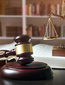 Scales of justice and gavel