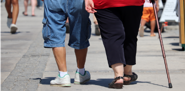 man and woman walking