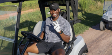 Korede Akindoju in golf cart