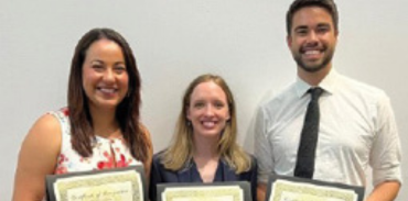 Drs. Marihan Farid, Abbey MacLellan and Zachary Ford received the Kim Rilda Memorial Award at their medical school graduation in May 2024