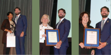 Drs. Ajantha Jayabarathan, Mary Gorman and Jane Anne Howard receiving their awards from Dr. Colin Newman, President, NSCFP