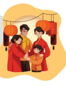 illustration of a family celebrating Lunar New Year