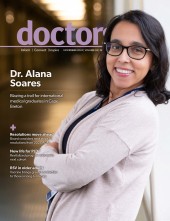 Dr. Alana Soares on the cover of the November 2024 issue of the doctorsNS magazine